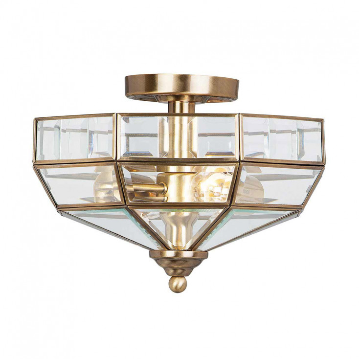 Plafoniera in acciaio dal design elegante con diffusore in vetro con 2 lampadine