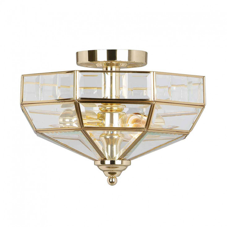 Plafoniera in acciaio dal design elegante con diffusore in vetro con 2 lampadine