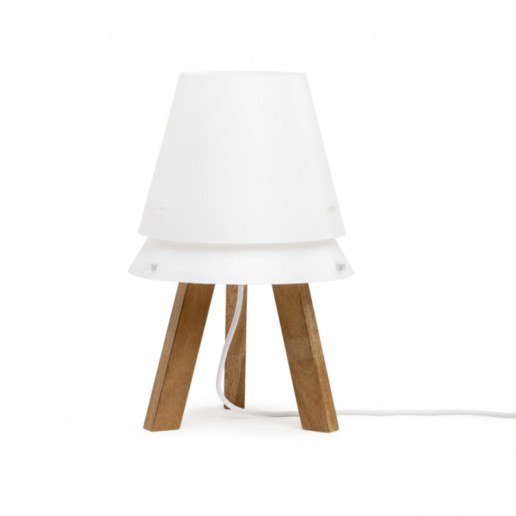 Abatjour con struttura in legno e diffusore in PVC
