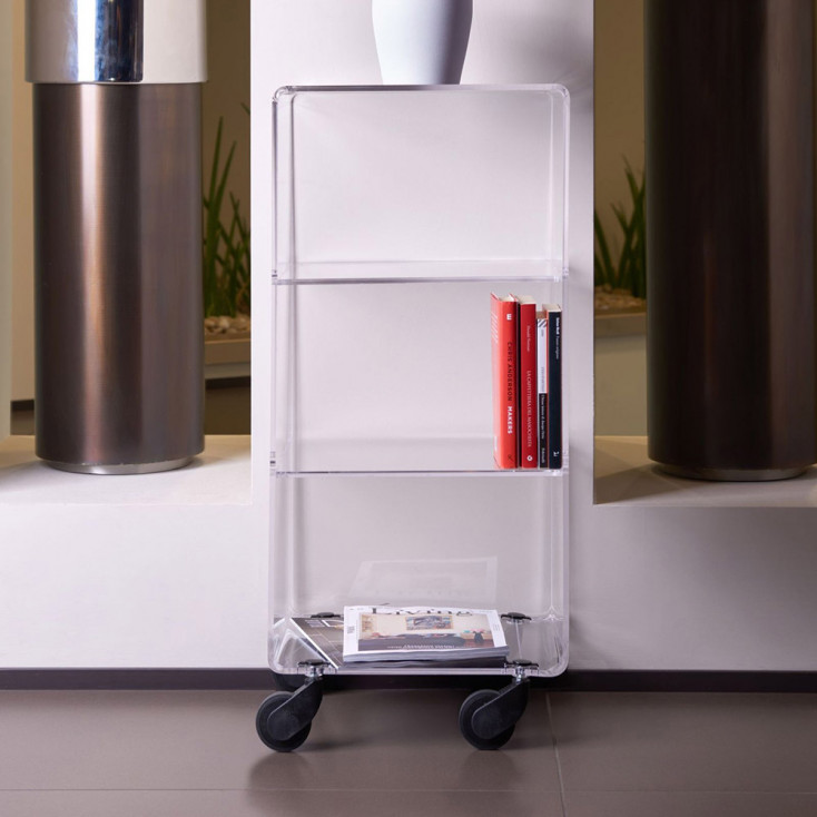 Carrello da cucina multiuso su ruote con struttura in plexiglass piccola