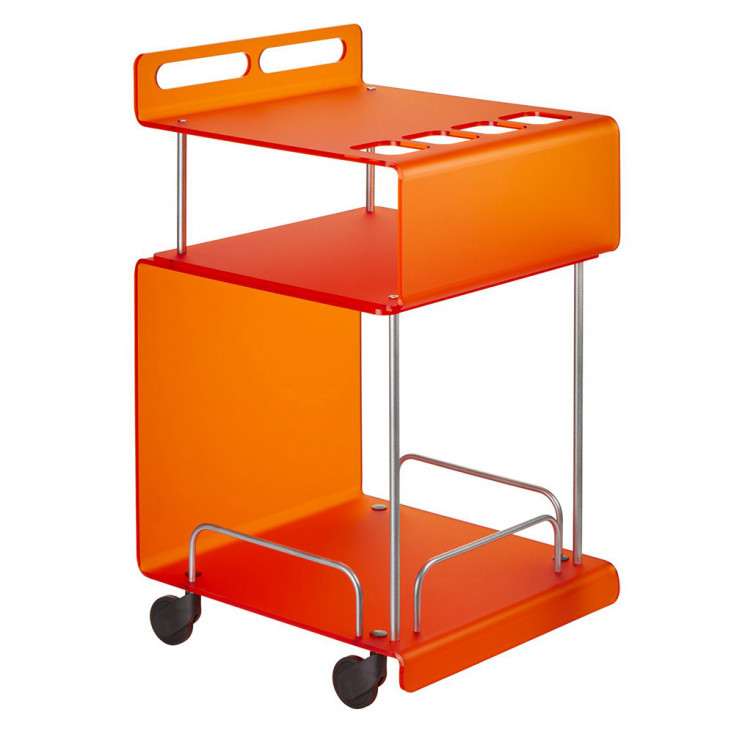 Carrello da cucina su ruote con struttura in plexiglass