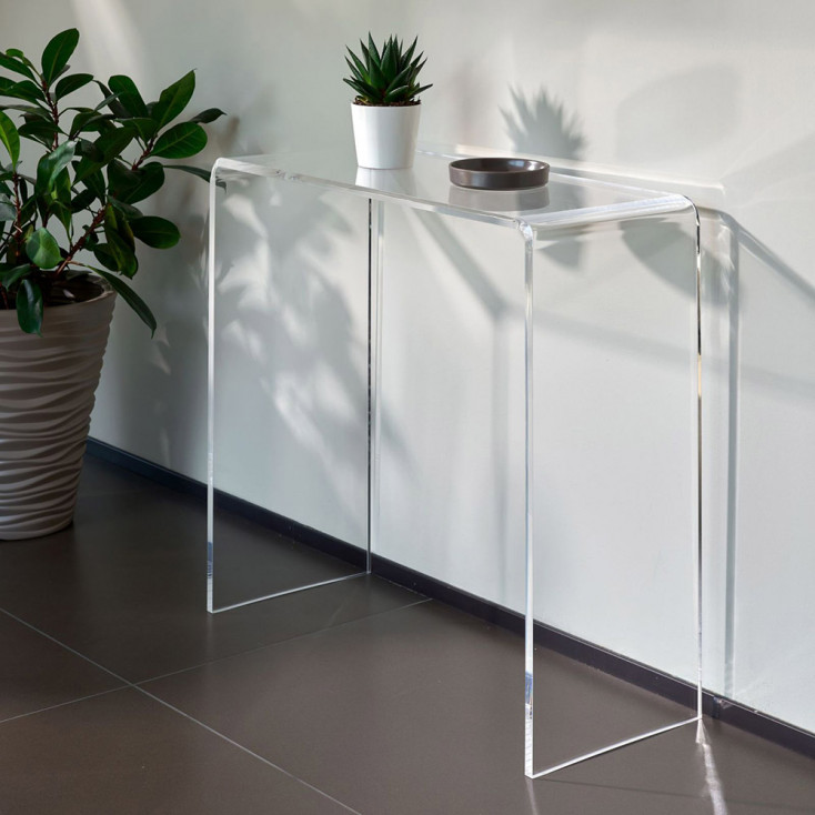 Console per ingresso con struttura piccola in plexiglass dal design moderno
