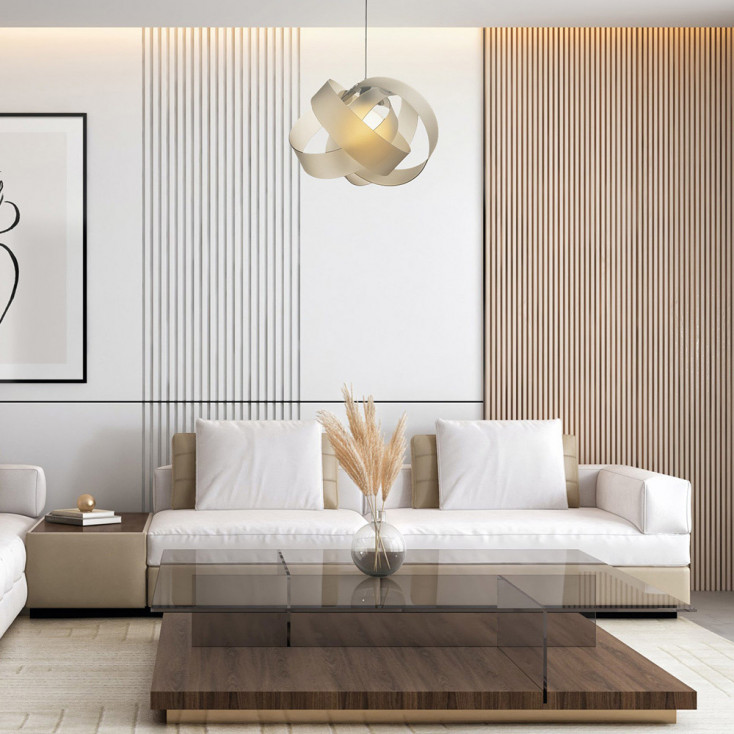 Lampada a sospensione con diffusore in plexiglass dal design moderno