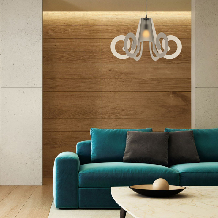 Lampada a sospensione con diffusore in plexiglass