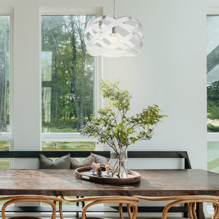 Lampada a sospensione con diffusore medio in plexiglass con 1 lampadina