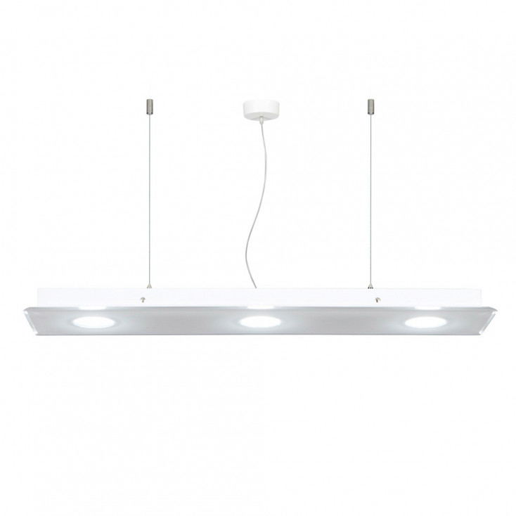 Lampada a sospensione con diffusore rettangolare moderno in plexiglass a 3 luci