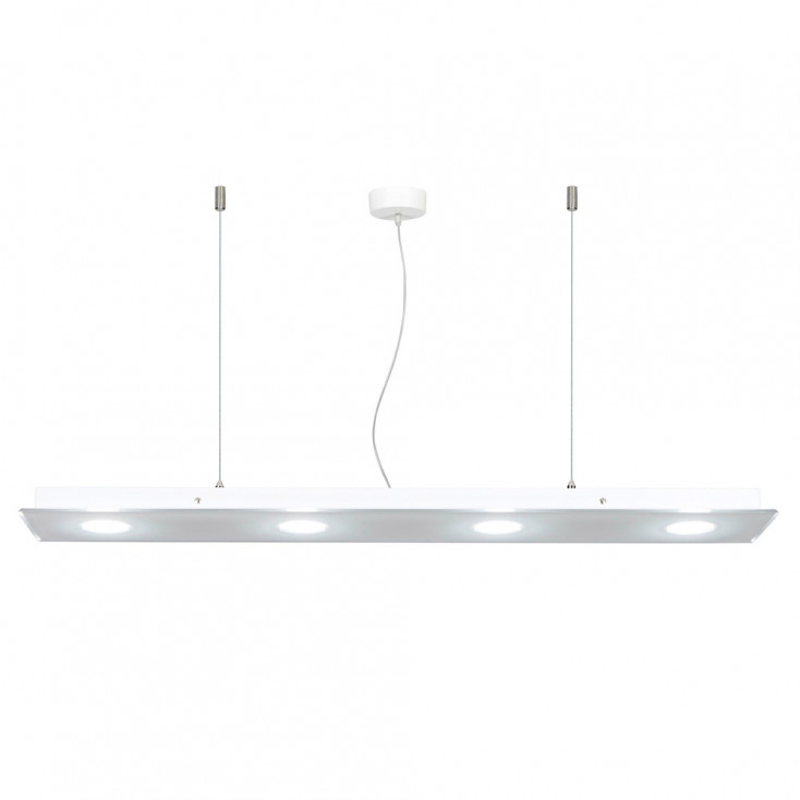 Lampada a sospensione con diffusore rettangolare moderno in plexiglass a 4 luci