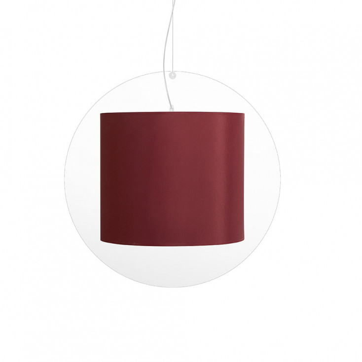 Lampada a sospensione in plexiglass con diffusore grande ricoperto in tessuto