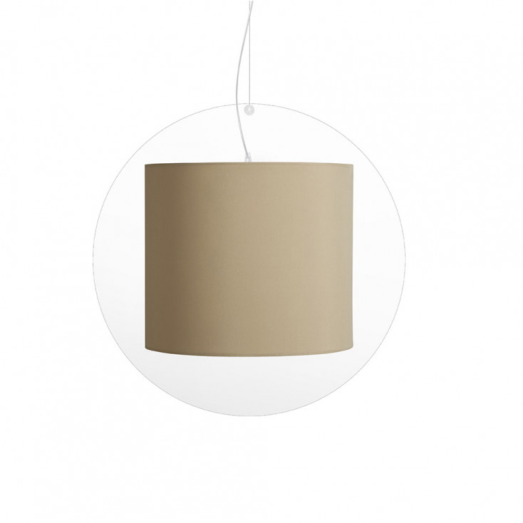 Lampada a sospensione in plexiglass con diffusore grande ricoperto in tessuto