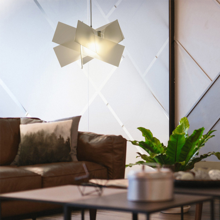 Lampada a sospensione moderna con diffusore in plexiglass grande