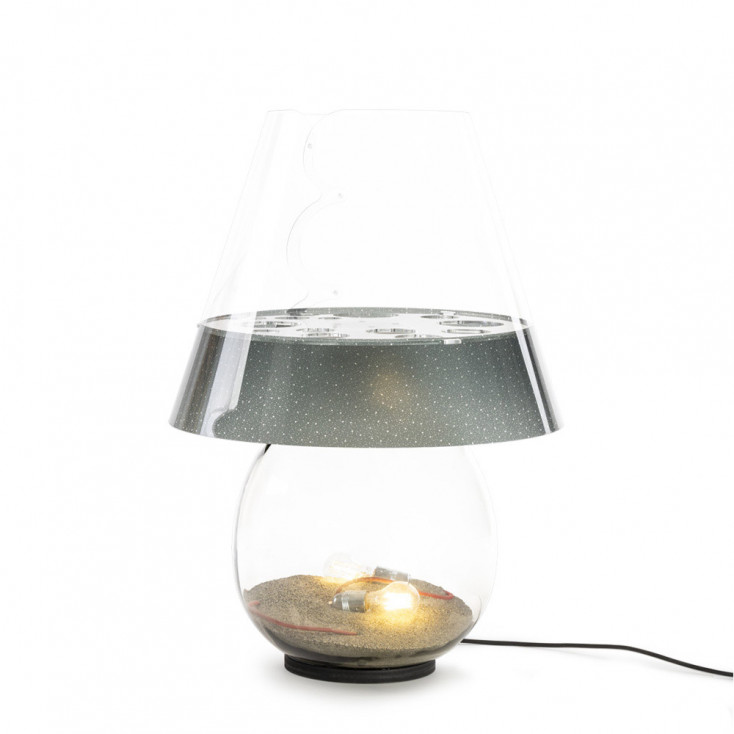 Lampada da terra da esterno in vetro e diffusore in plexiglass con 2 lampadine