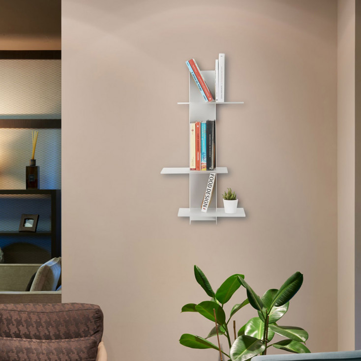 Libreria da parete piccola con struttura in metallo bianca dal design moderno