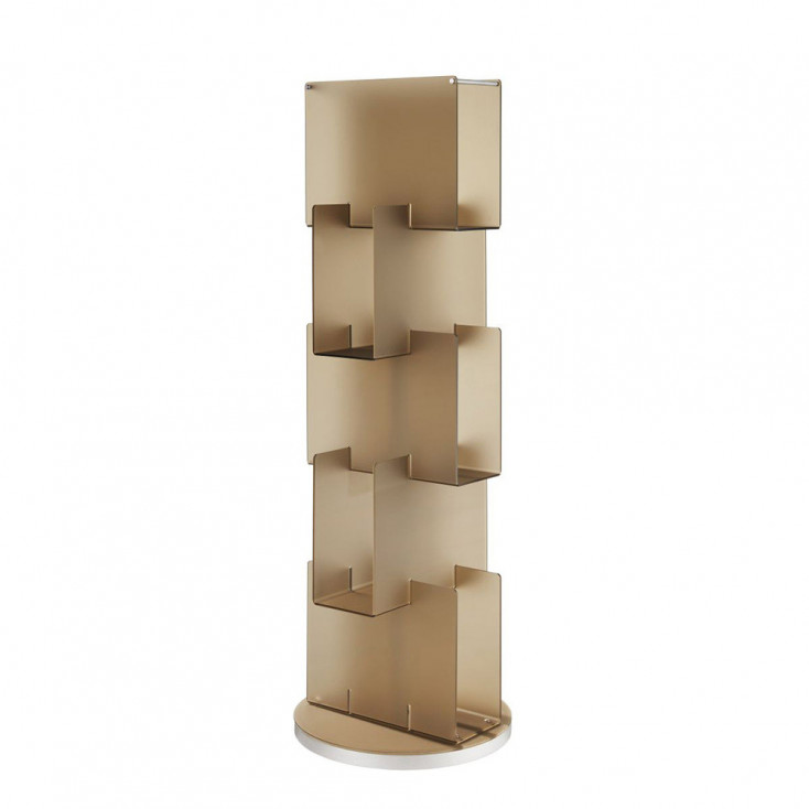Libreria da terra con struttura in plexiglass dal design moderno