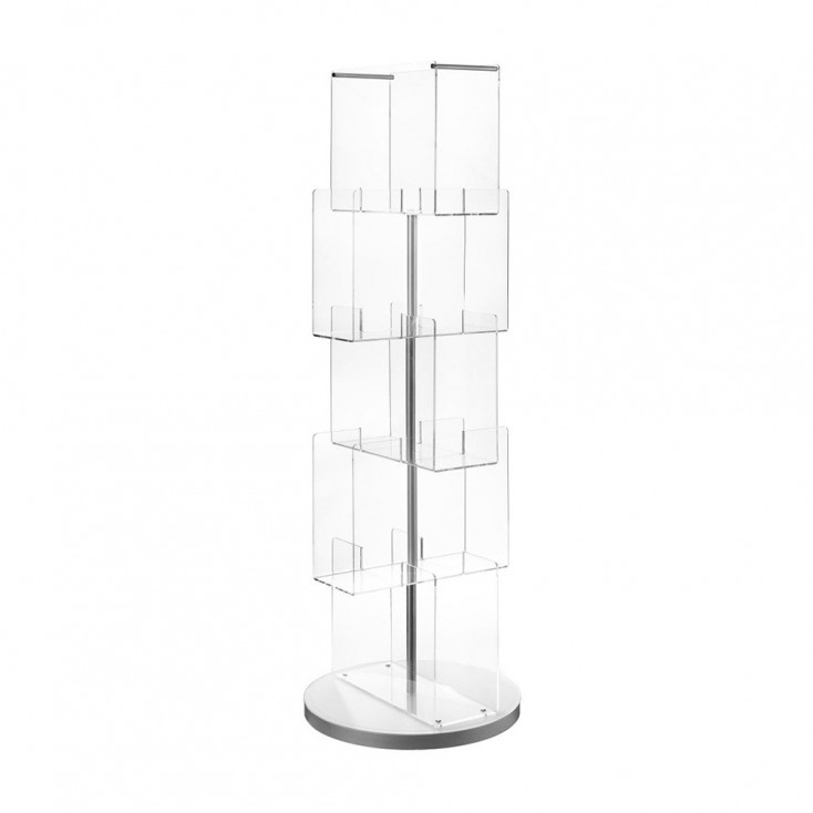 Libreria da terra con struttura in plexiglass dal design moderno
