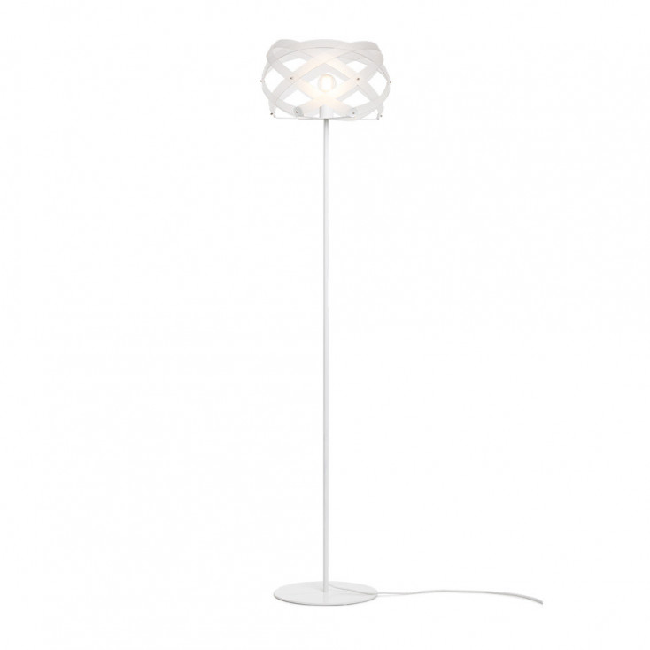 Piantana in metallo con paralume in plexiglass dal design moderno