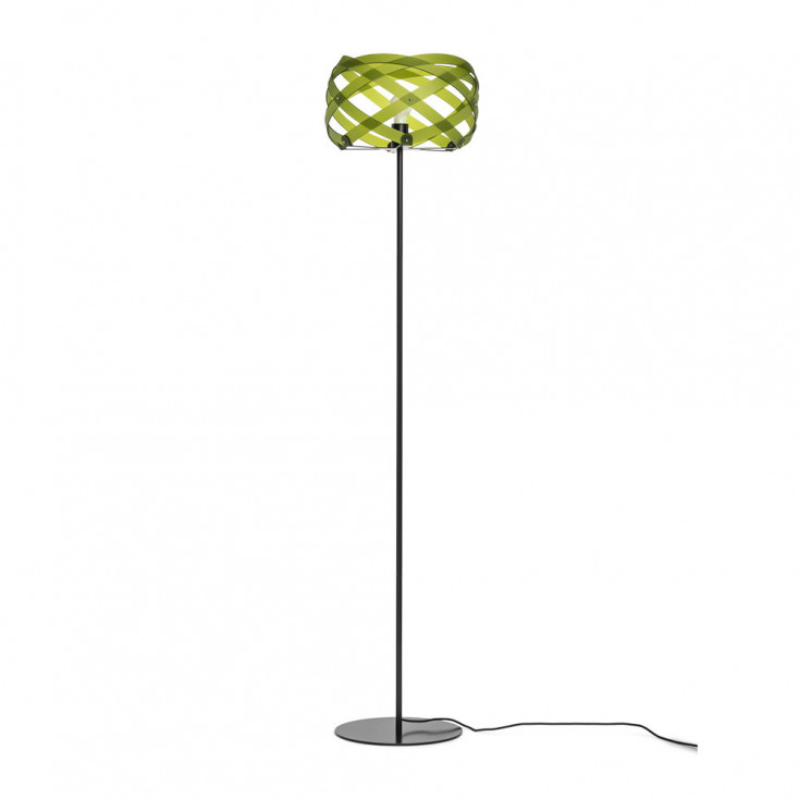 Piantana in metallo con paralume in plexiglass dal design moderno