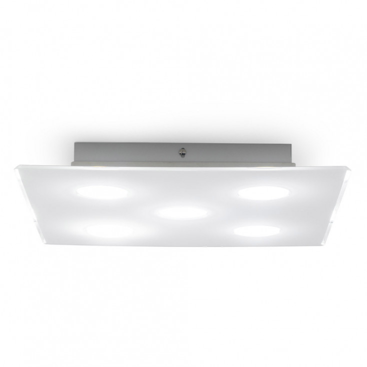 Plafoniera quadrata con diffusore in plexiglass con 5 lampadine