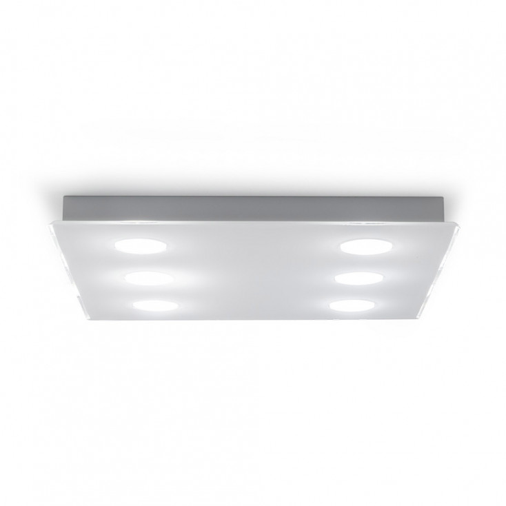 Plafoniera quadrata con diffusore in plexiglass con 6 lampadine