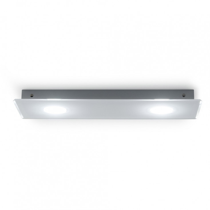 Plafoniera rettangolare con diffusore in plexiglass con 2 lampadine