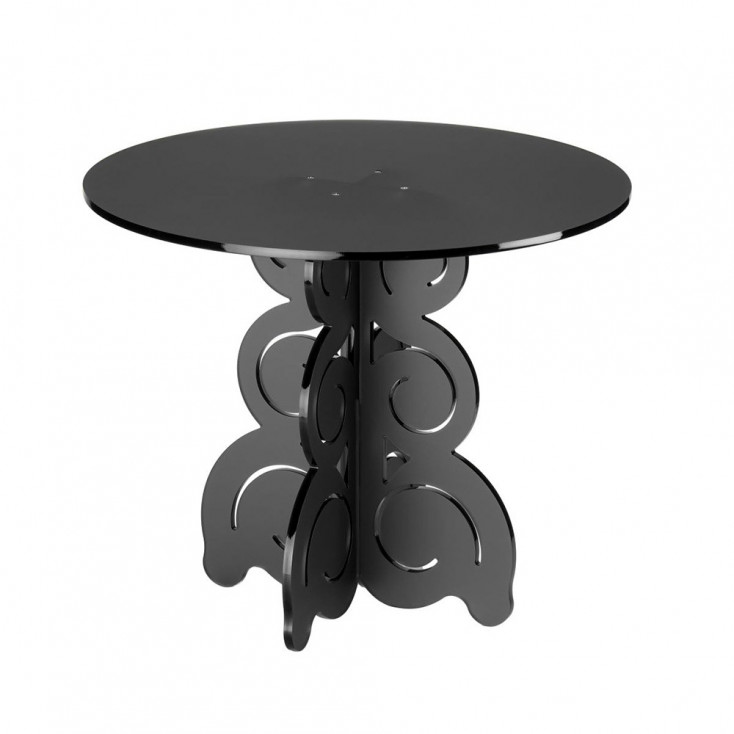 Tavolinetto da salotto in stile barocco con struttura e piano in plexiglss