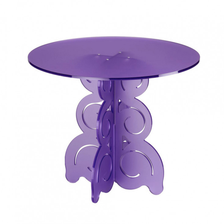 Tavolinetto da salotto in stile barocco con struttura e piano in plexiglss