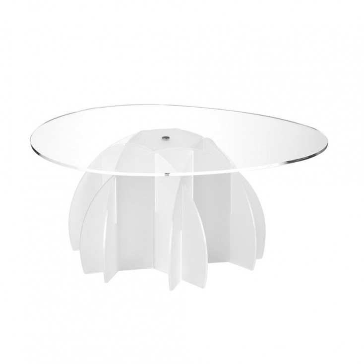 Tavolinetto da salotto moderno con struttura e piano in plexiglss