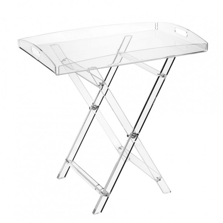 Tavolino pieghievole da solotto con vassoio in plexiglass dal design moderno