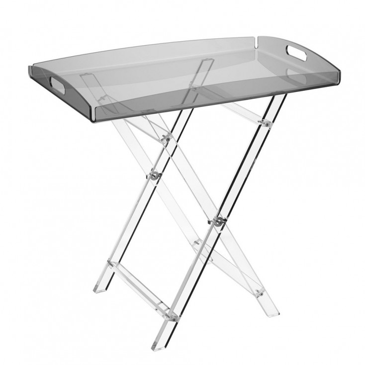 Tavolino pieghievole da solotto con vassoio in plexiglass dal design moderno