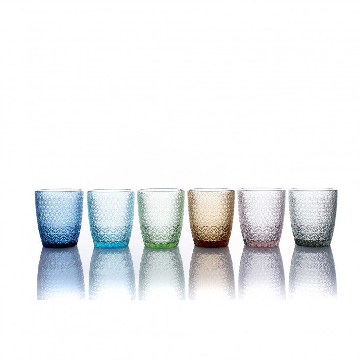 Set 6 pezzi bicchieri per acqua in vetro in vari colori