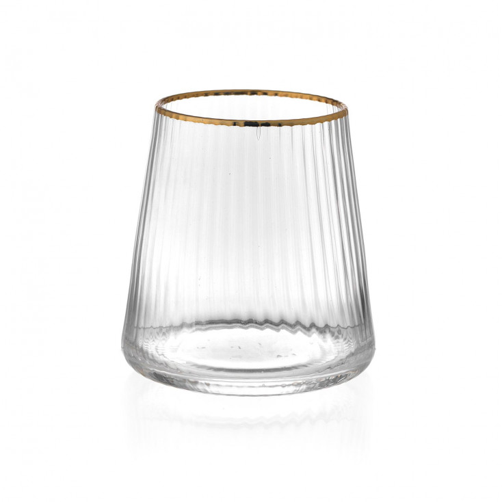 Set 6 pezzi bicchieri tumbler per acqua in vetro filo oro