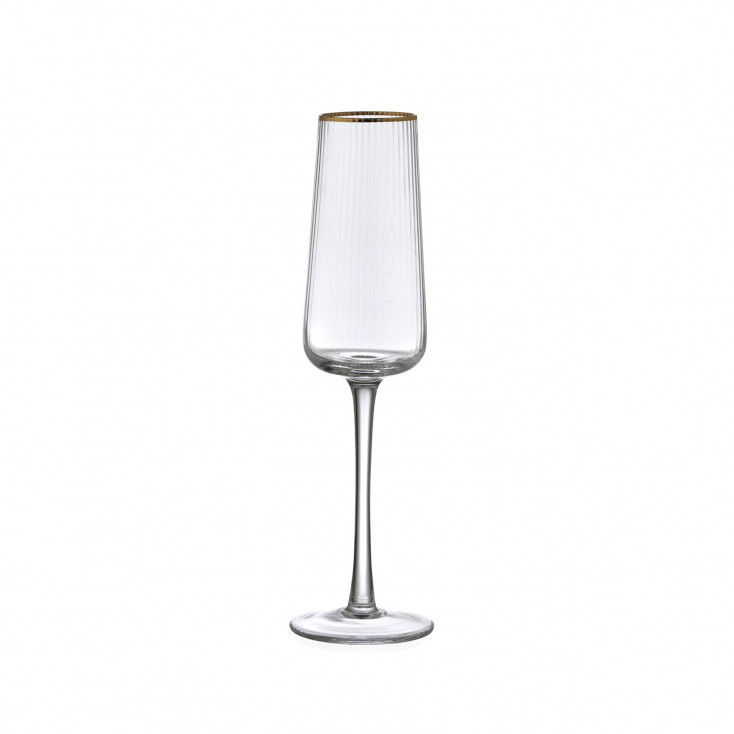 Set 6 pezzi calici flute per spumante in vetro filo oro