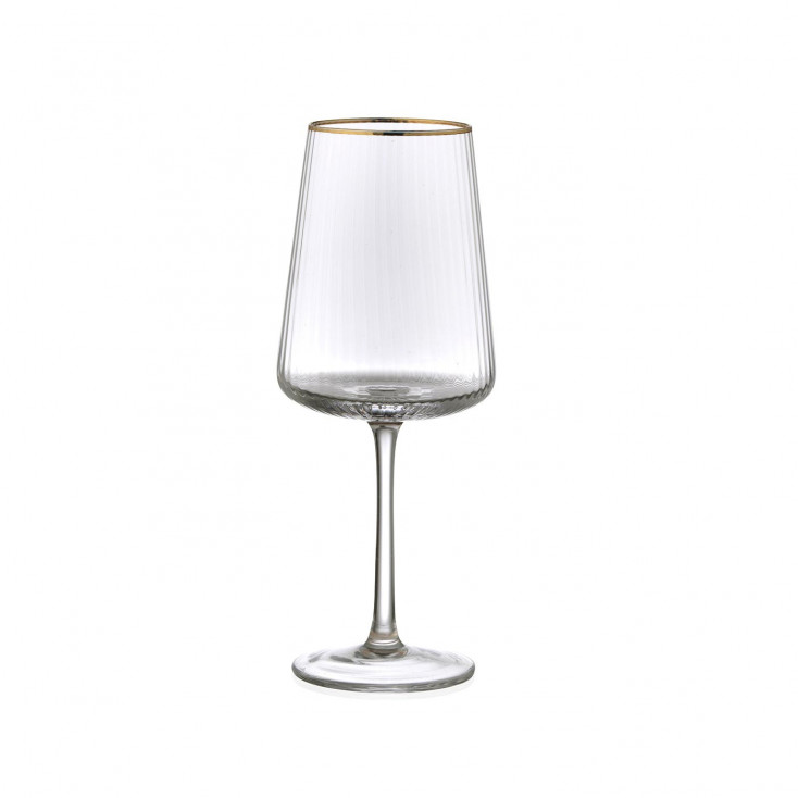 Set 6 pezzi calici per vino in vetro filo oro