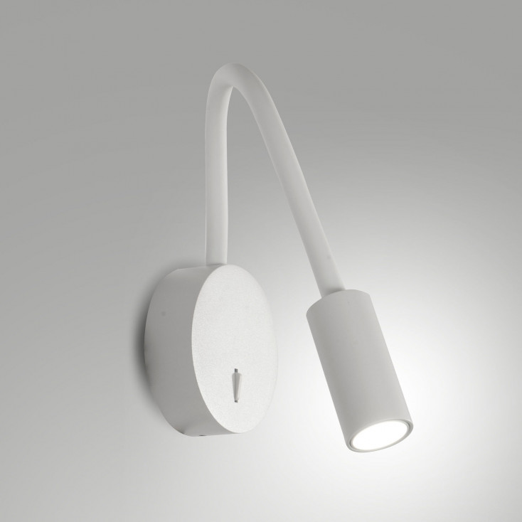 Applique da comodino in alluminio con tubo flessibile dal design moderno