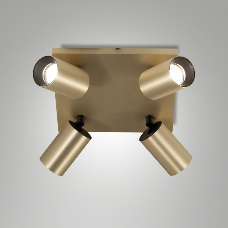 Faretto da soffitto con 4 porta lampada orientabili in alluminio