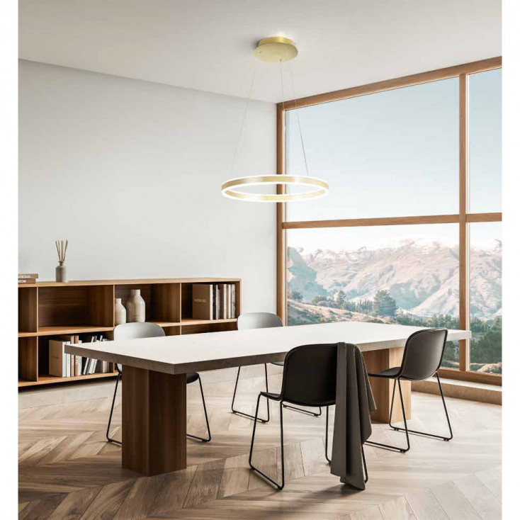 Lampada a sospensione con diffusore circolare grande a led dal design moderno
