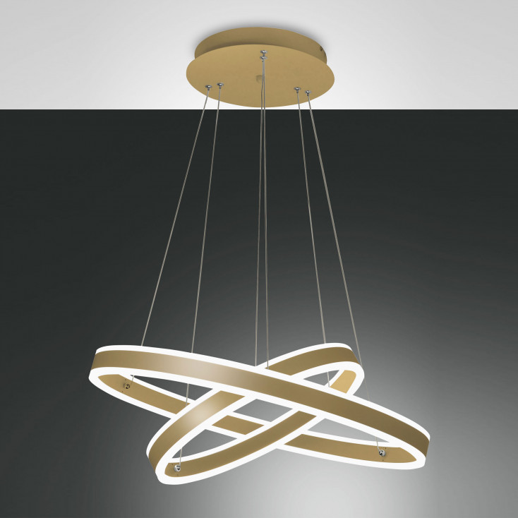 Lampada a sospensione con doppio diffusore circolare a led dal design moderno
