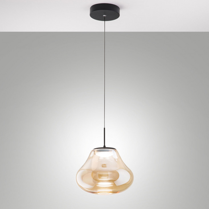 Lampada a sospensione dal design moderno a LED con singolo diffusore in vetro