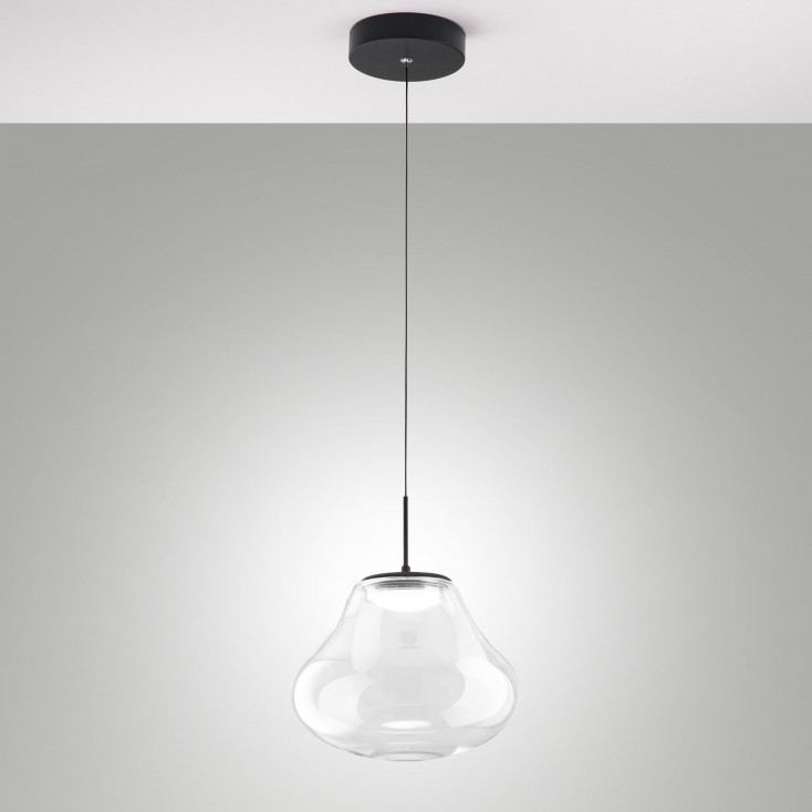 Lampada a sospensione dal design moderno a LED con singolo diffusore in vetro