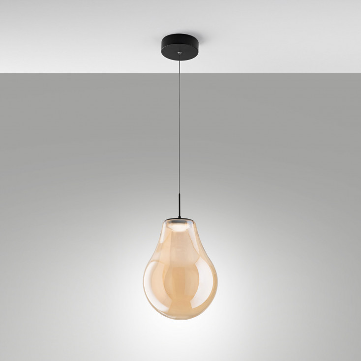 Lampada a sospensione dal design moderno a LED con singolo diffusore in vetro