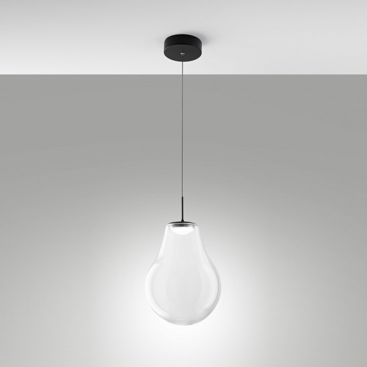 Lampada a sospensione dal design moderno a LED con singolo diffusore in vetro
