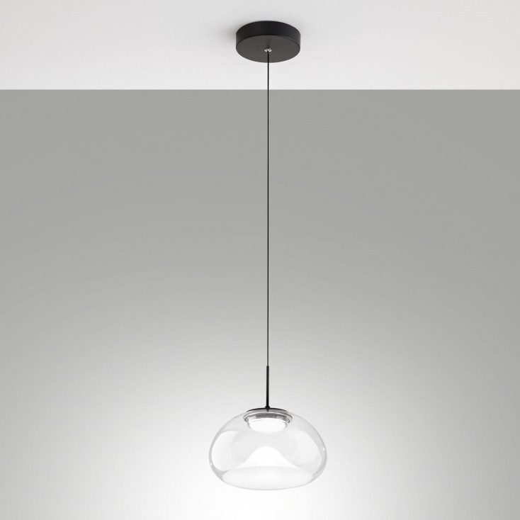Lampada a sospensione moderna a LED dimmerabile singolo diffusore in vetro