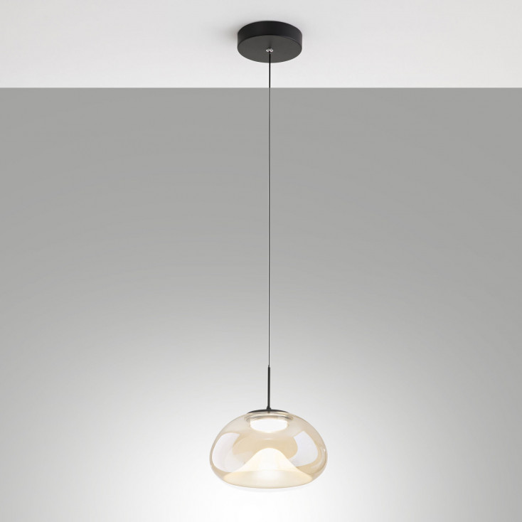 Lampada a sospensione moderna a LED dimmerabile singolo diffusore in vetro