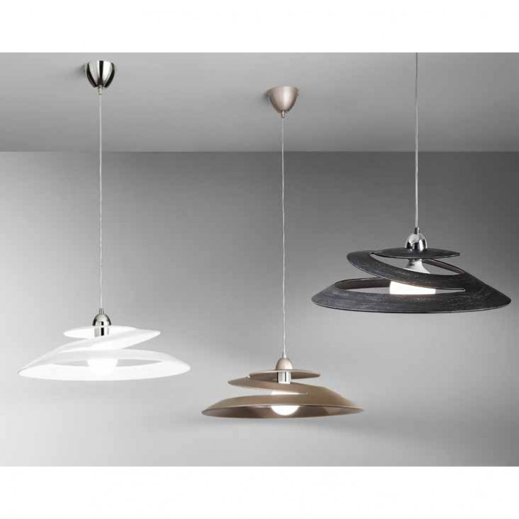 Lampada a sospensione moderno con struttura in metallo e paralume in vetro