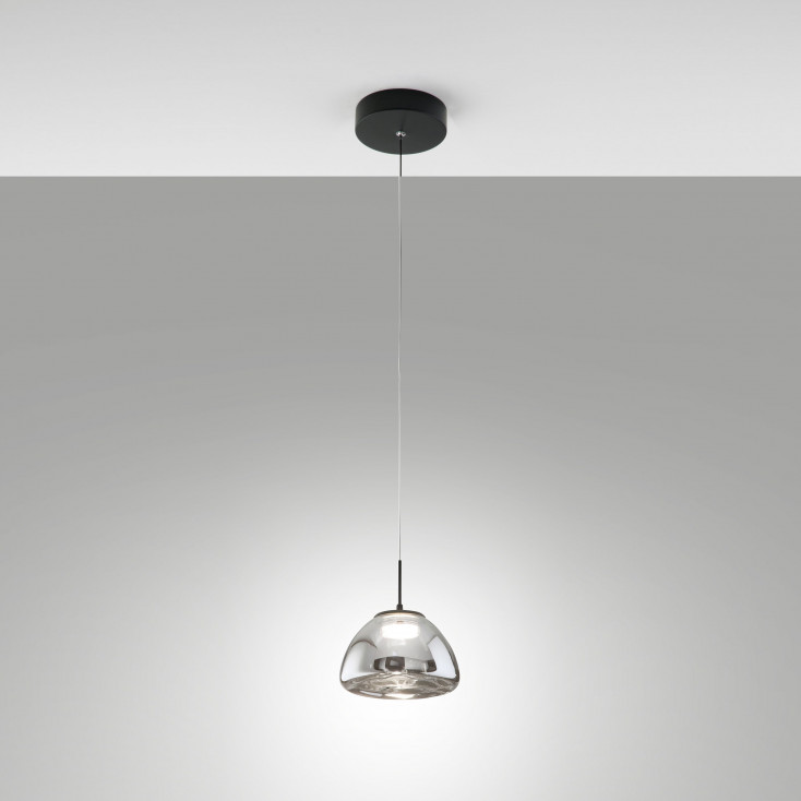 Lampada a sospensione singola a LED con diffusore in vetro dal design moderno