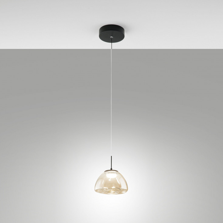 Lampada a sospensione singola a LED con diffusore in vetro dal design moderno