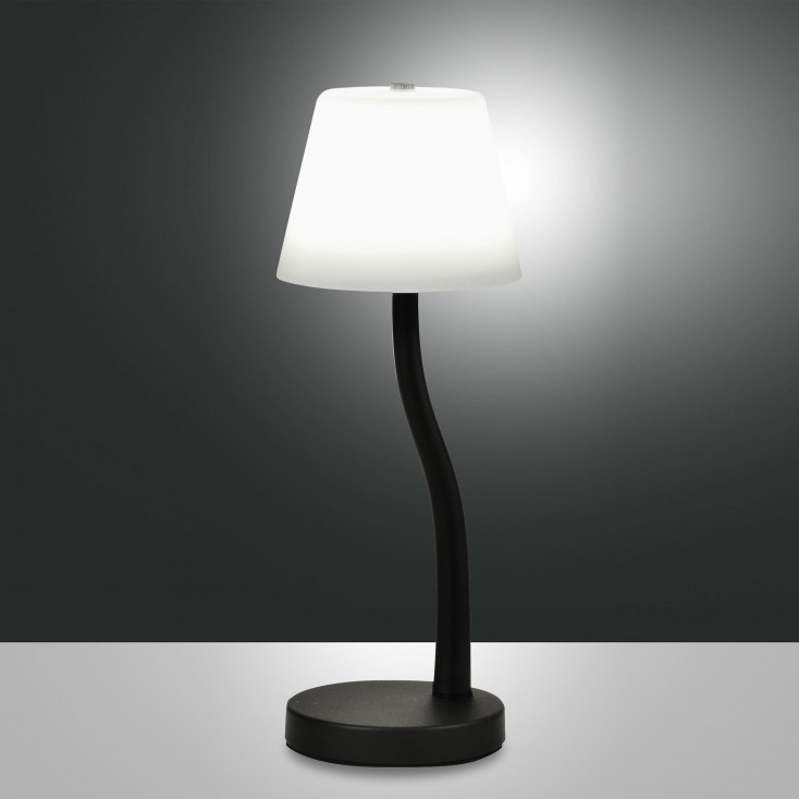 Lampada da tavolo a led con diffusore in vetro e struttura in metallo
