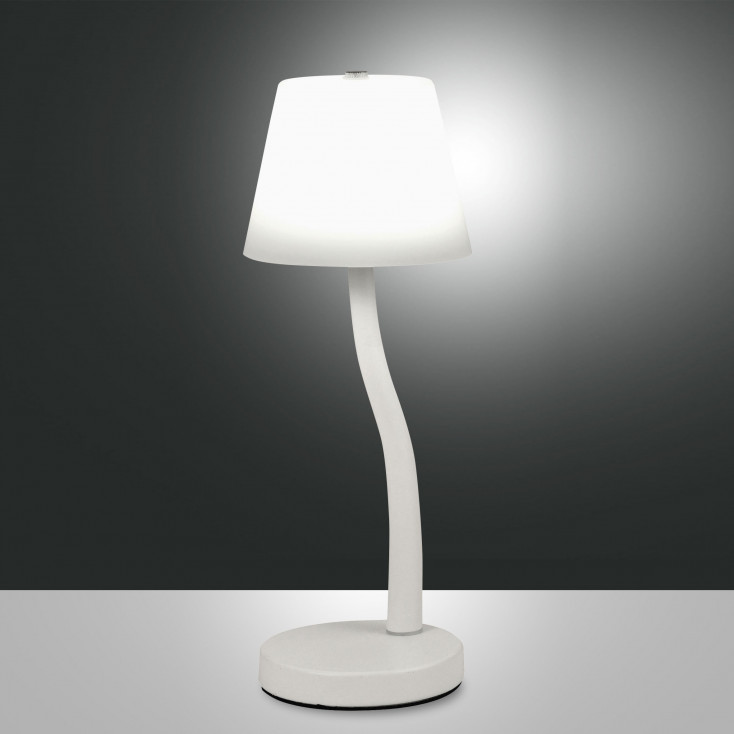 Lampada da tavolo a led con diffusore in vetro e struttura in metallo