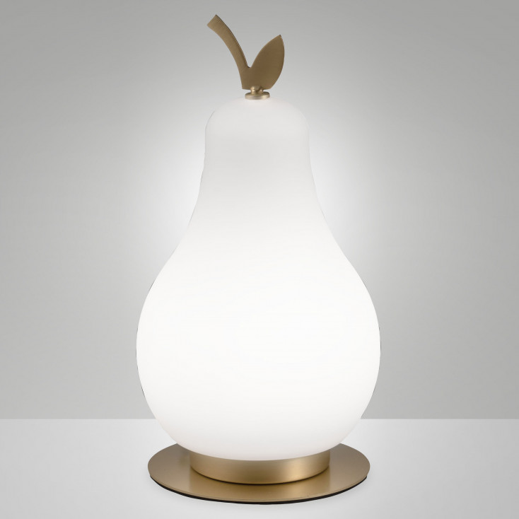 Lampada da tavolo a LED moderna in metallo e diffusore in vetro soffiato