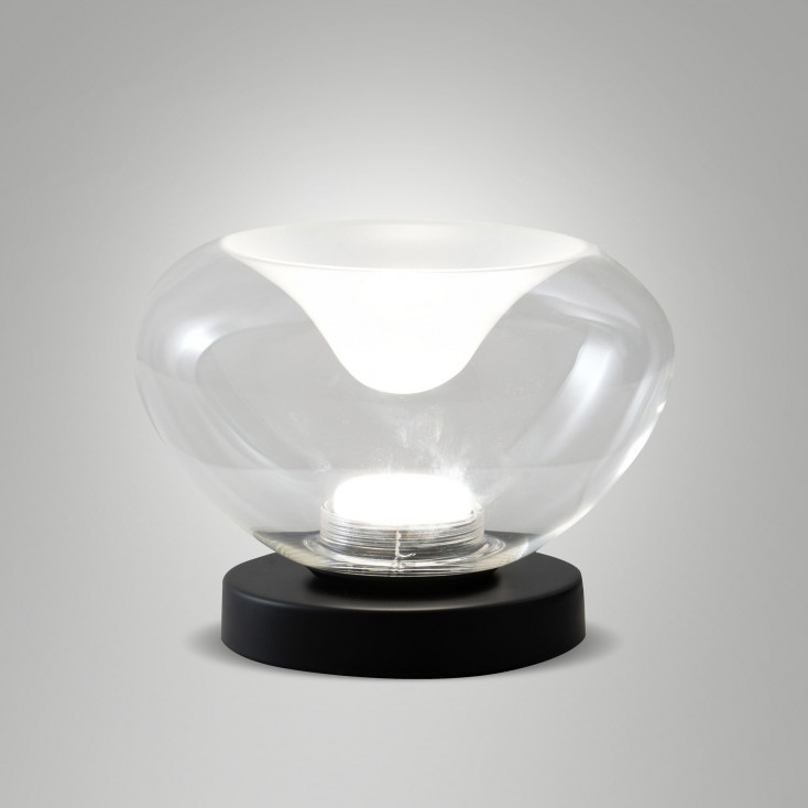 Lampada da tavolo a led struttura in metallo e diffusore in vetro borosilicato