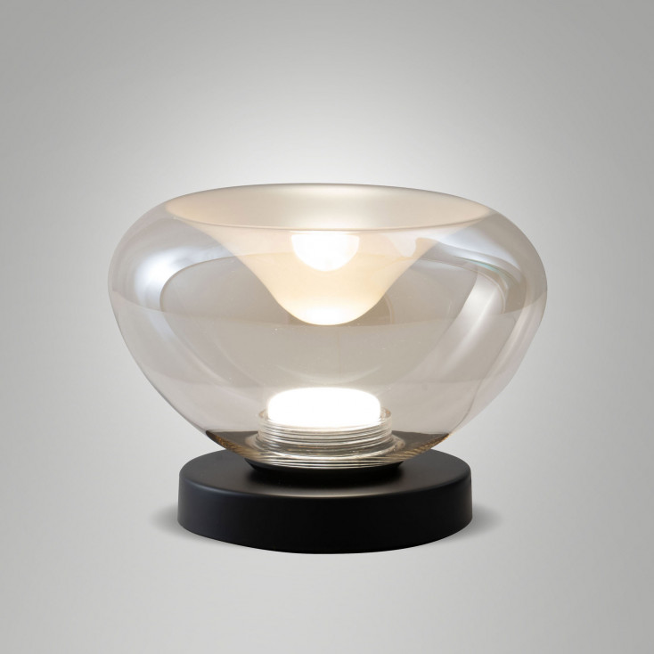 Lampada da tavolo a led struttura in metallo e diffusore in vetro borosilicato